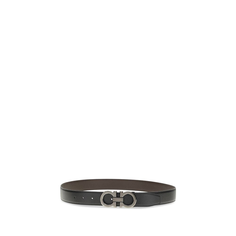 Ferragamo Black Calf Leather Bos Taurus Regular Belt
