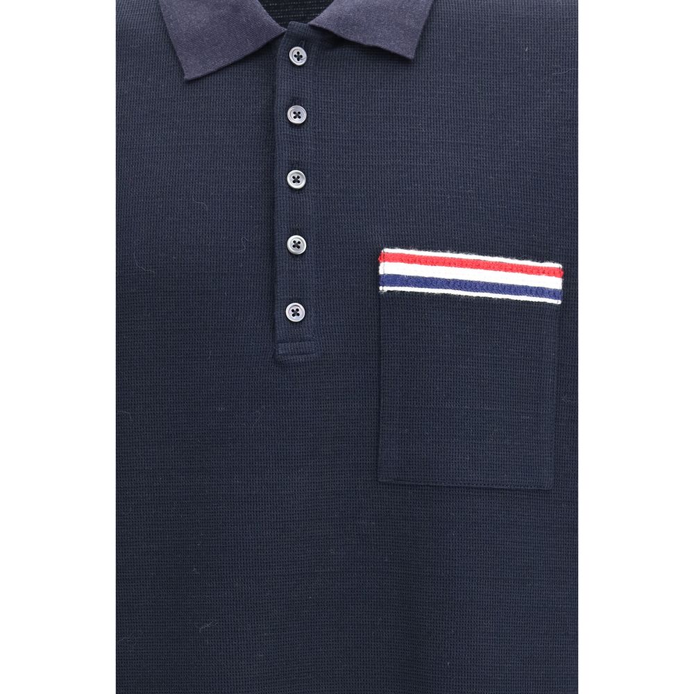 Thom Browne Blue Cotton Polo Shirt