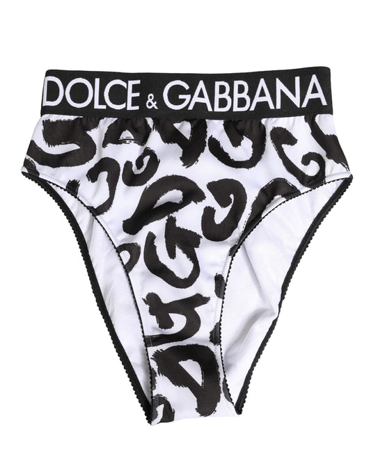 Dolce & Gabbana Black White Graphic Logo High Brief Underwear