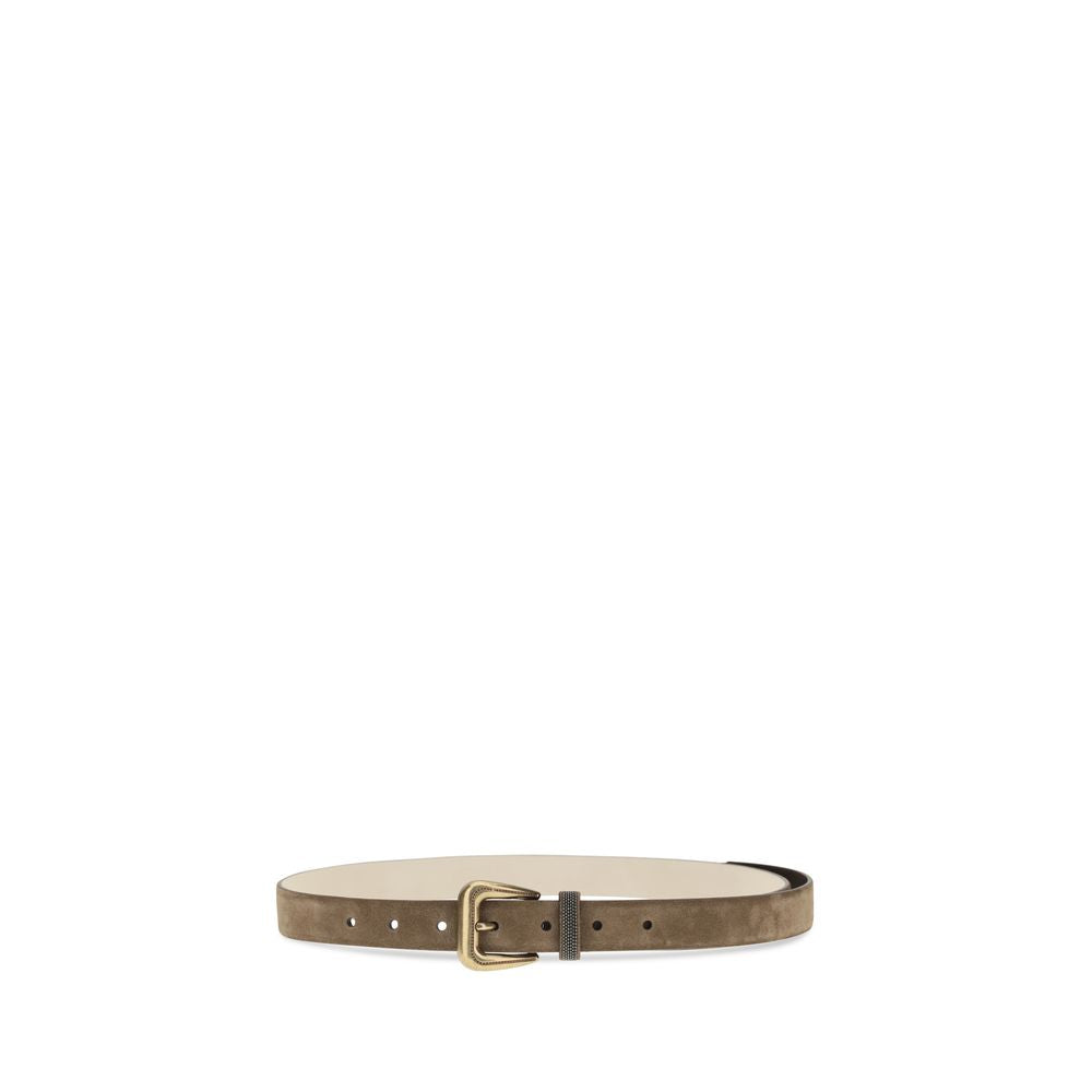 Brunello Cucinelli Brown Suede Leather Regular Belt