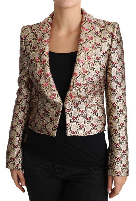 Dolce & Gabbana Blazer-Manteljacke mit goldenen Blumen und Pailletten
