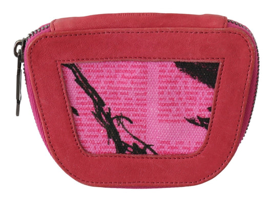 PINKO Pink Wildleder bedruckt Münzhalter Damen Stoff Geldbörse mit Reißverschluss