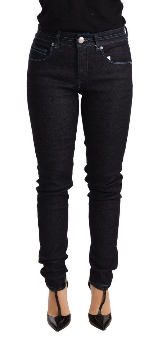 Acht Blaue Baumwolle Niedrige Taille Slim Fit Denim Damen Hose Jeans