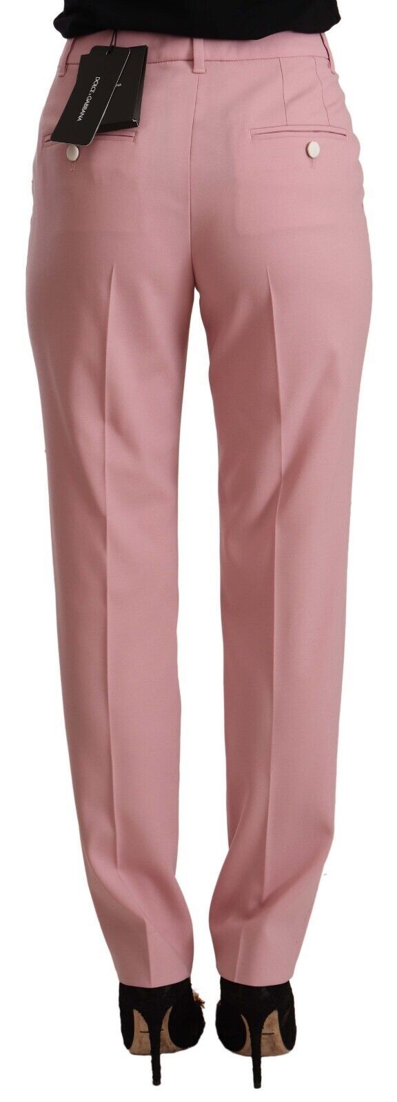 Dolce & Gabbana – Hose aus Wollstretch mit hoher Taille in Rosa