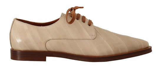 Dolce & Gabbana – Weiße, formelle flache Schnürschuhe aus Aalleder
