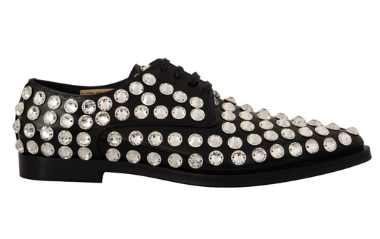 Dolce & Gabbana – Formelle Schnürschuhe aus schwarzem Leder mit Kristallen