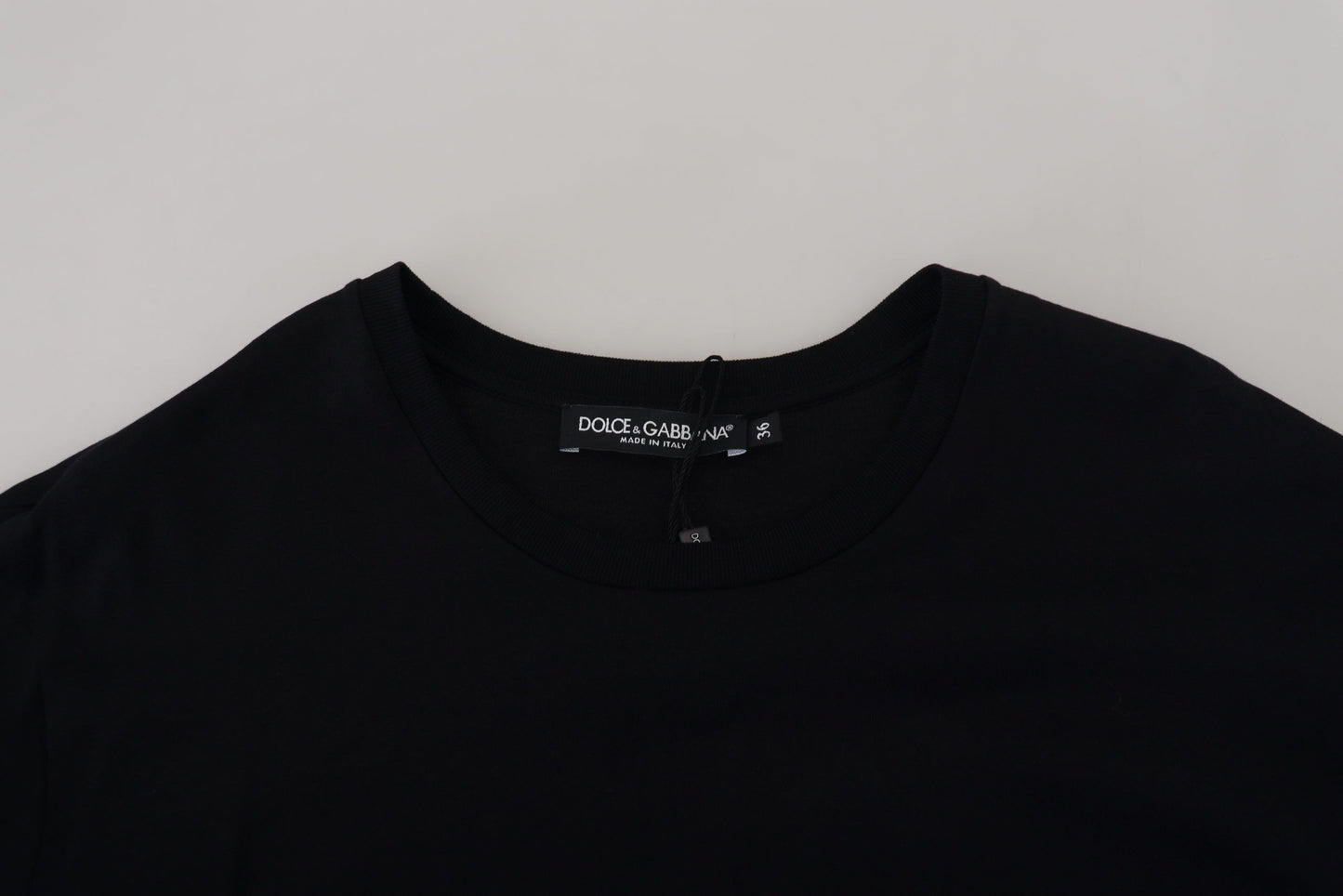 Dolce & Gabbana Schwarze T-Shirt-Bluse mit Quasten aus Baumwolle