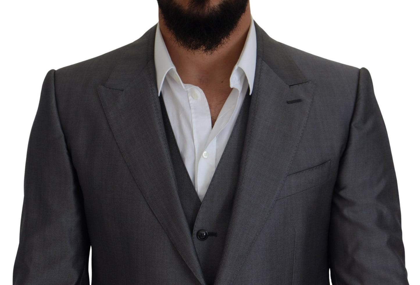 Dolce & Gabbana Grauer SICILIA 3-teiliger Slim Fit Anzug
