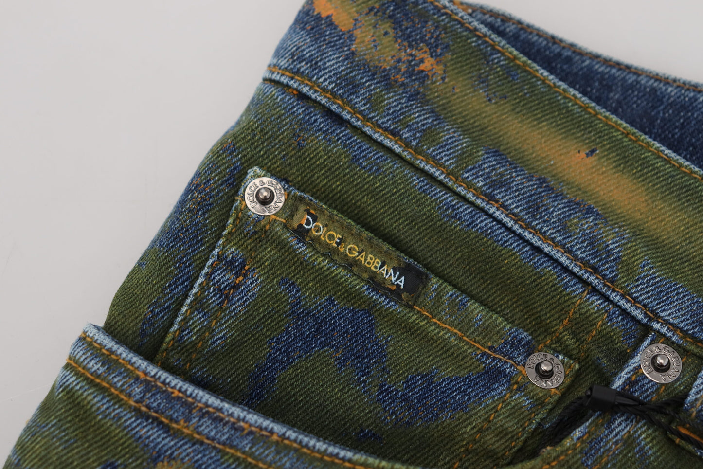 Dolce & Gabbana Blaugrüne Skinny-Jeans aus Baumwolldenim