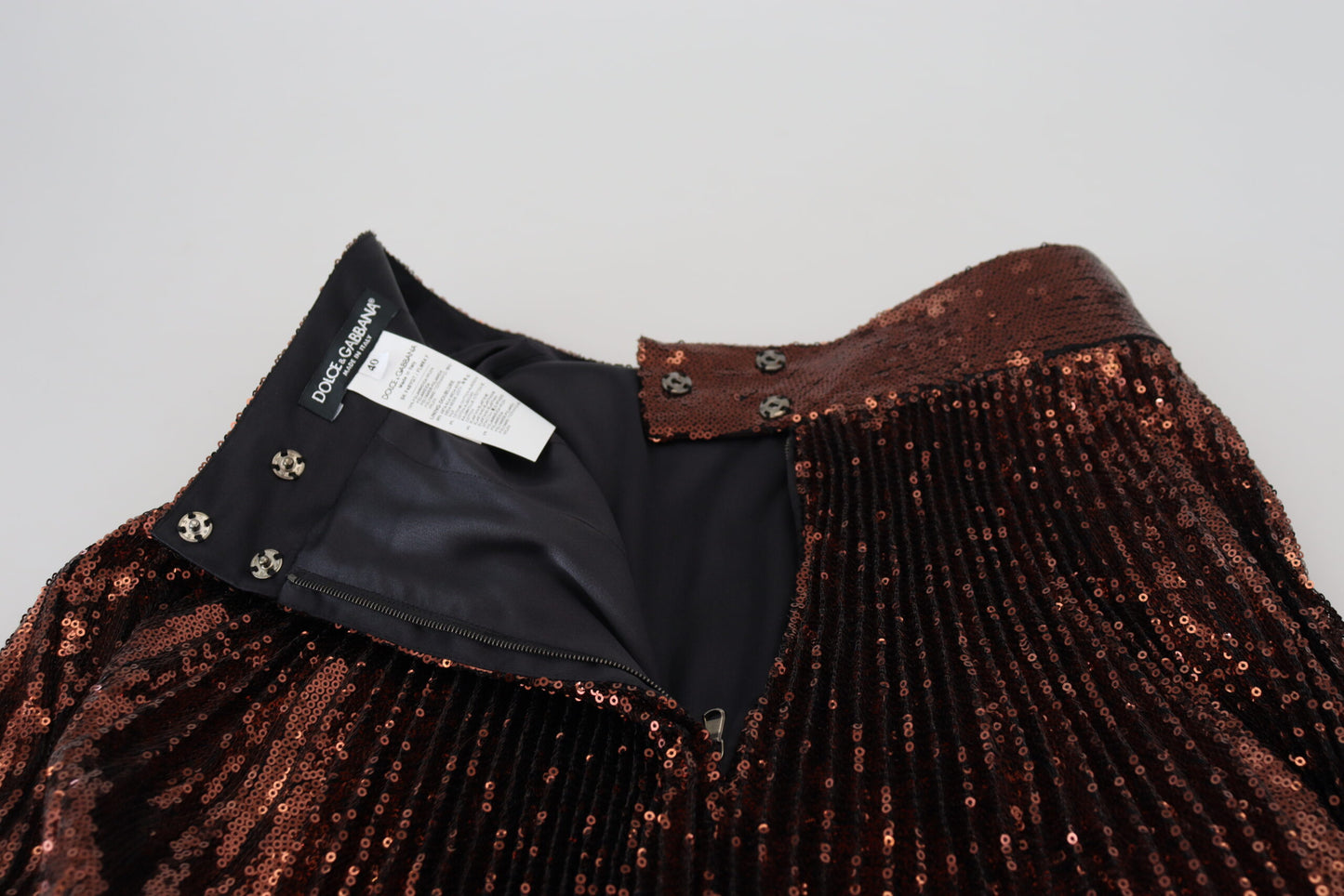 Dolce & Gabbana – Bronzefarbener Maxirock in A-Linie mit hoher Taille und Pailletten
