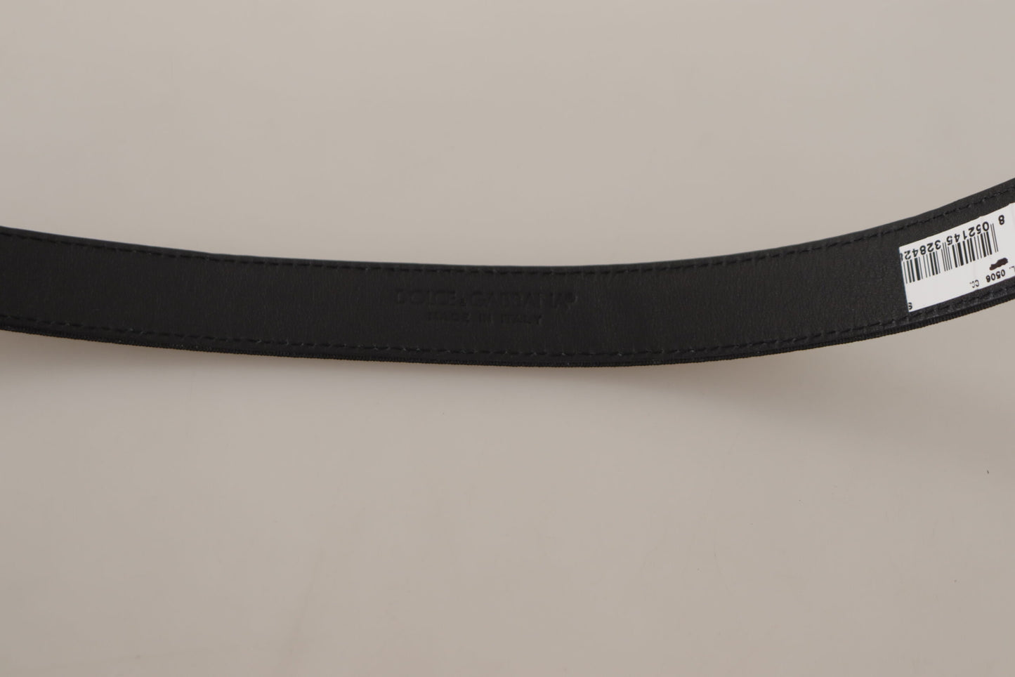 Dolce & Gabbana – Schwarzer Kalbs-Canvas-Gürtel mit silberfarbenem Logo und Metall