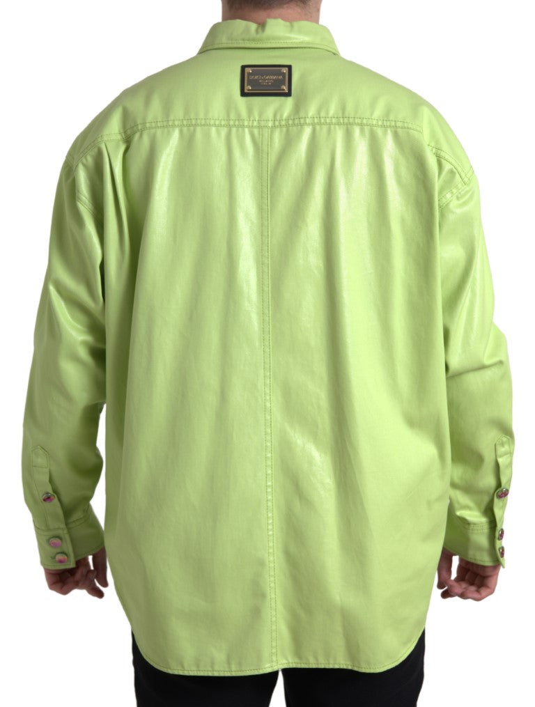 Dolce & Gabbana – Grünes Button-Down-Hemd aus Baumwolle mit Kragen