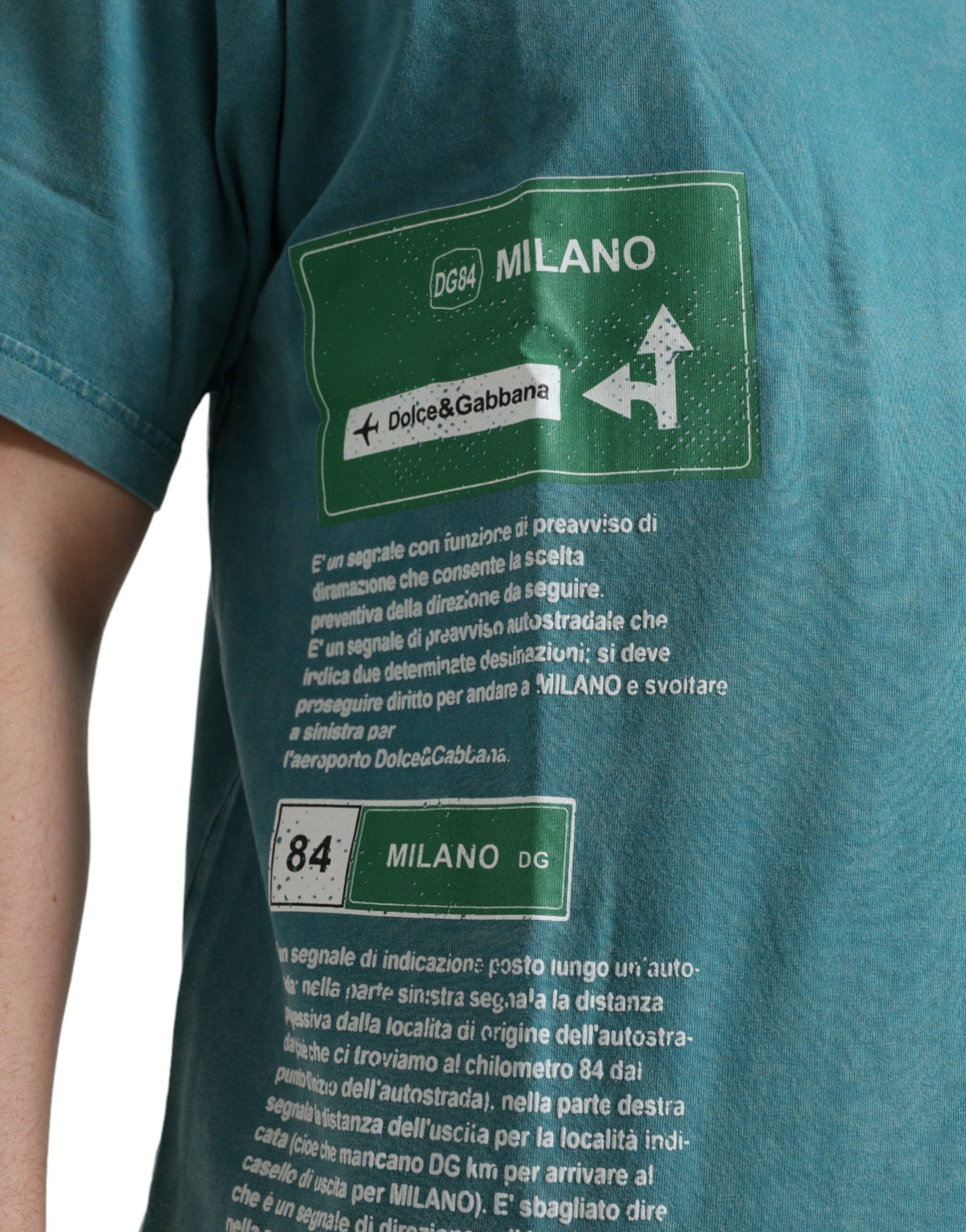 Dolce & Gabbana – Blaues T-Shirt „Milano Street“ aus Baumwolle mit Rundhalsausschnitt