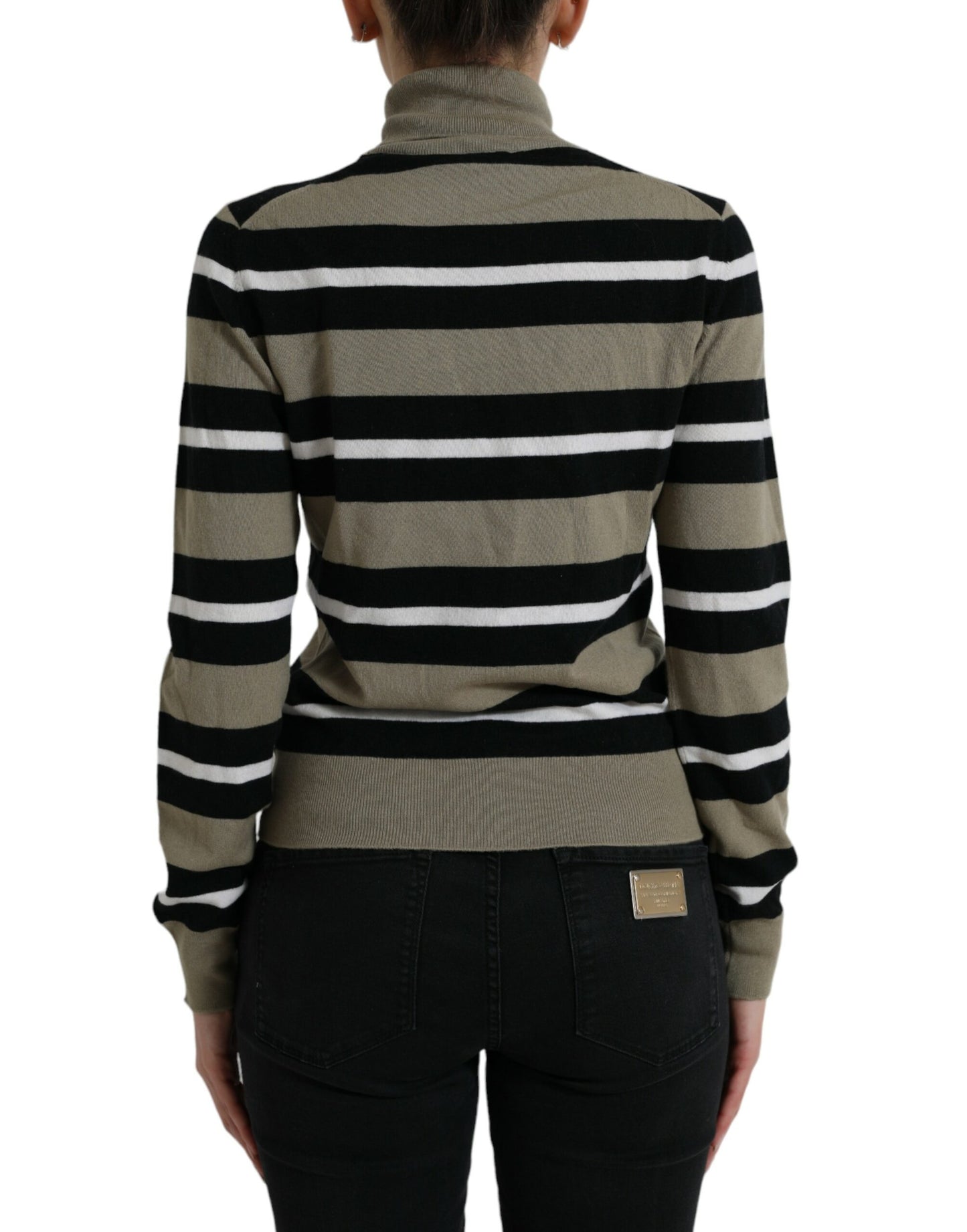 Dolce & Gabbana – Mehrfarbig gestreifter Wollpullover mit Logo