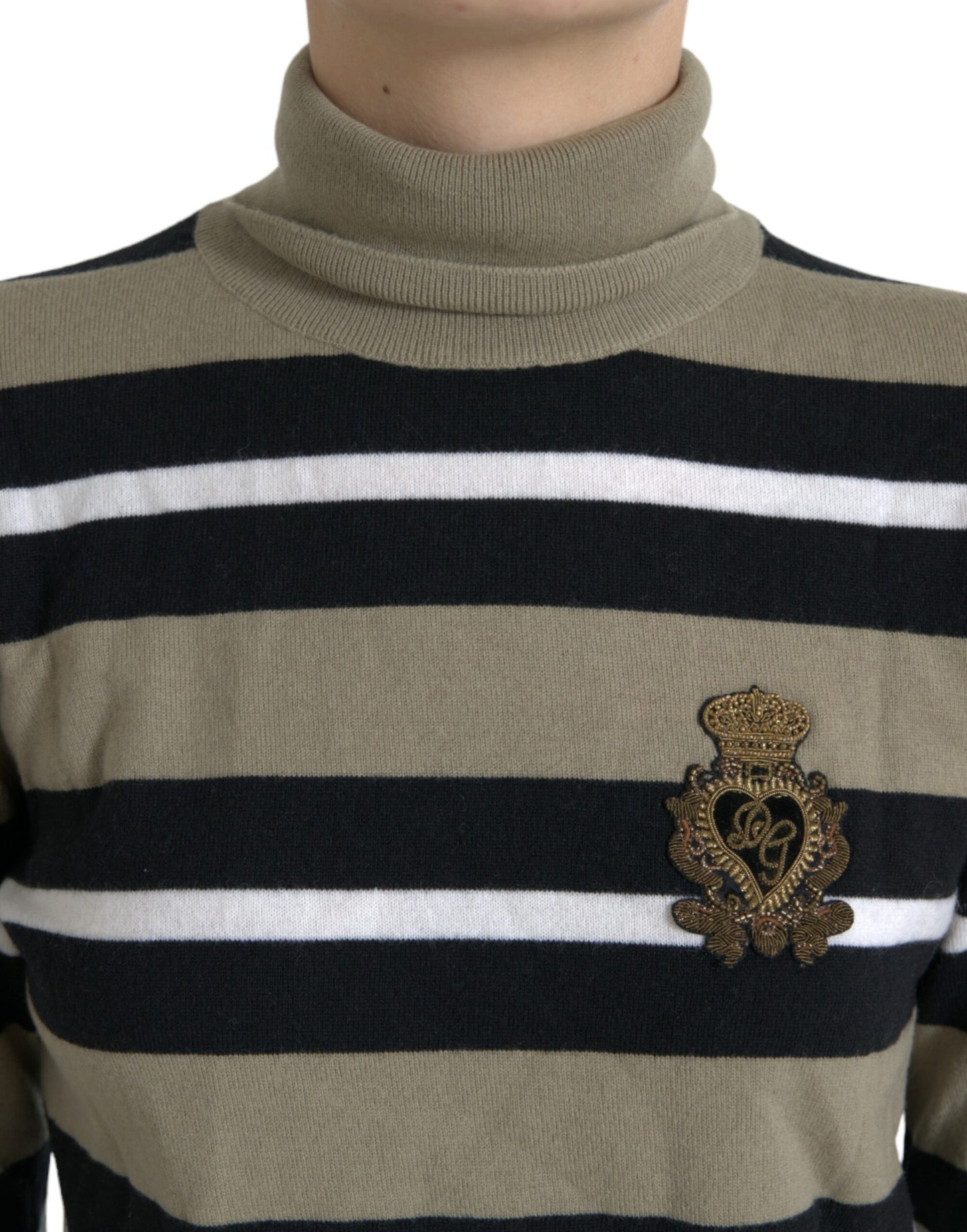 Dolce & Gabbana – Mehrfarbig gestreifter Wollpullover mit Logo
