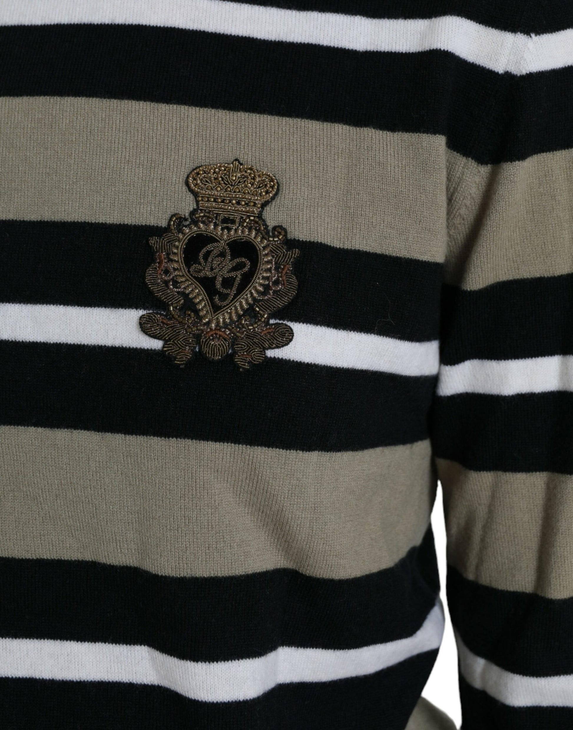 Dolce & Gabbana – Mehrfarbig gestreifter Wollpullover mit Logo