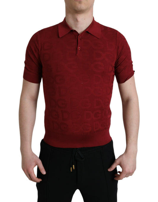 Dolce & Gabbana Kastanienbraunes Seiden-T-Shirt mit Kragen und kurzen Ärmeln