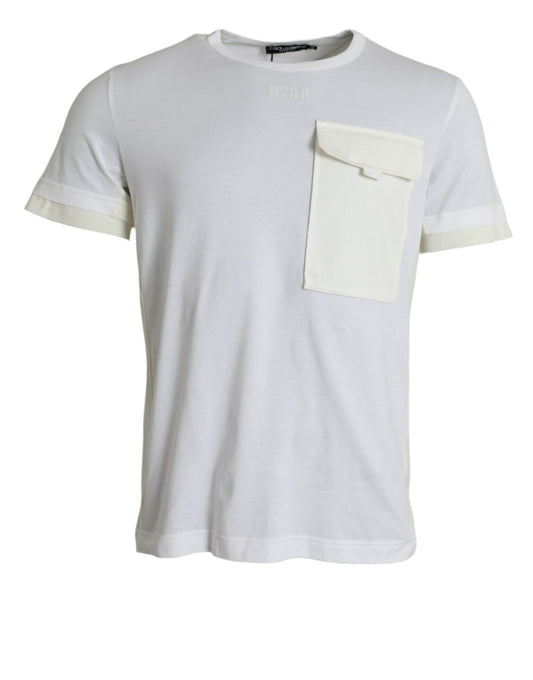 Dolce & Gabbana – Weißes T-Shirt mit kurzen Ärmeln aus Baumwolle mit Tasche