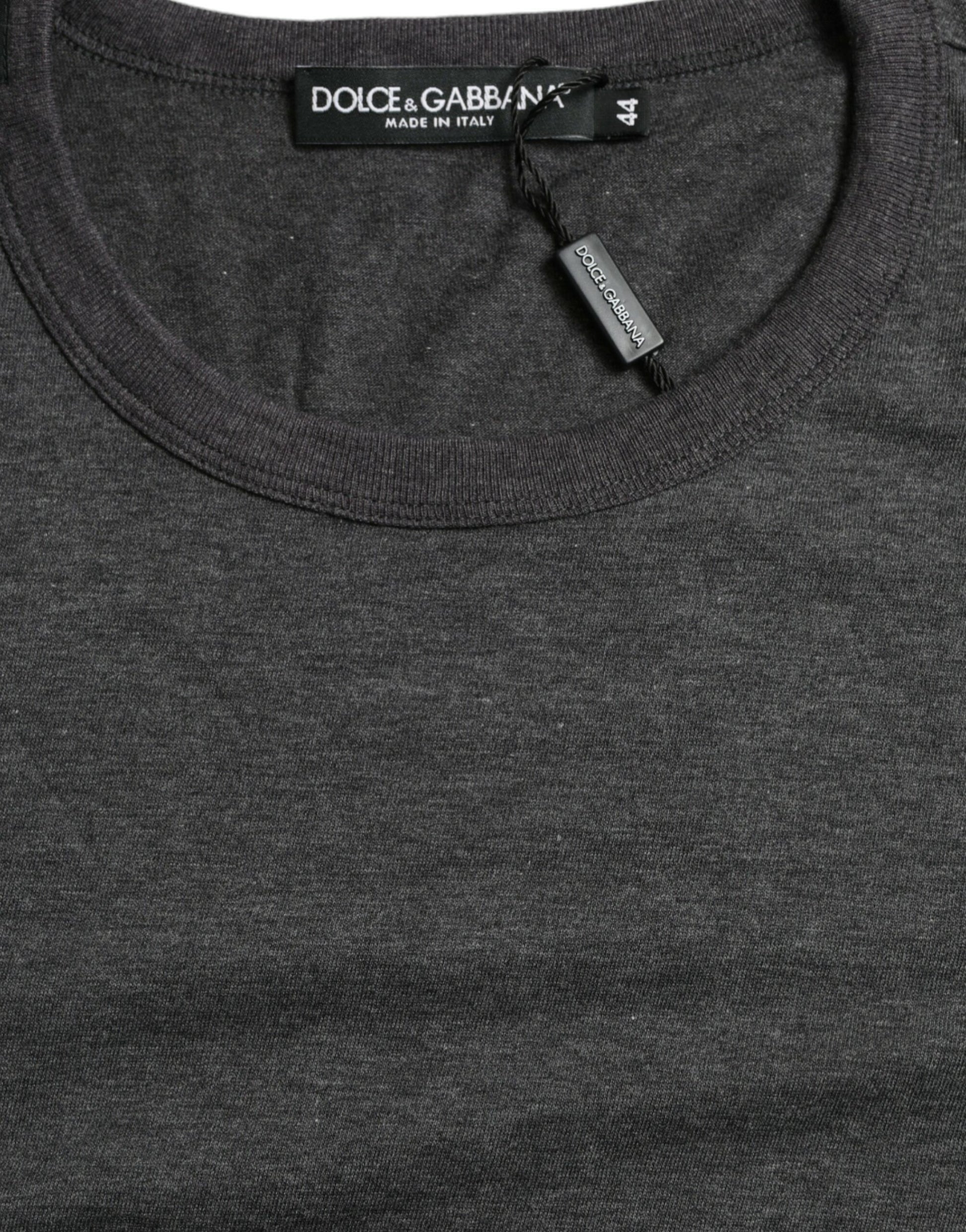 Dolce & Gabbana Dark Gray Cotton Crew Neck T-shirt