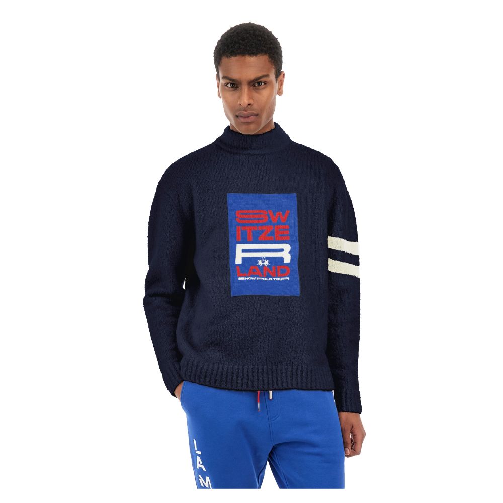 La Martina Blauer Polyamidpullover
