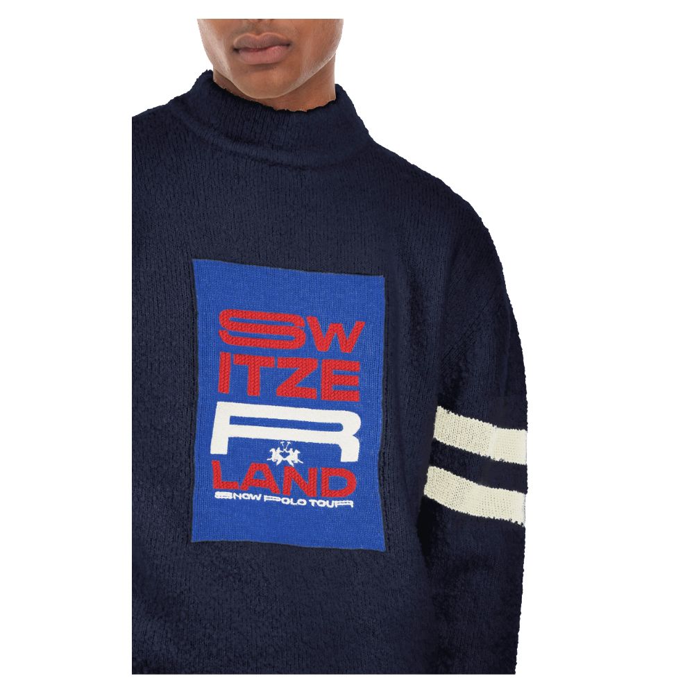 La Martina Blauer Polyamidpullover