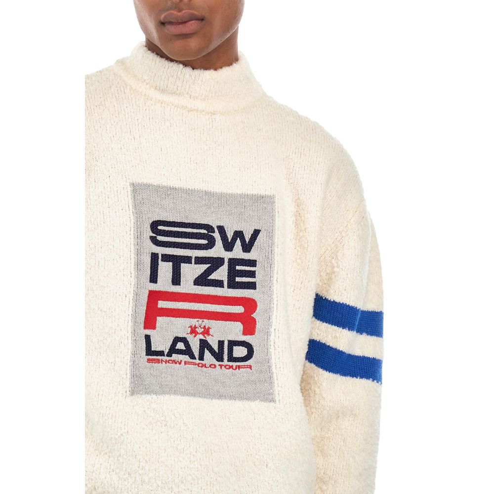 La Martina Weißer Polyamidpullover