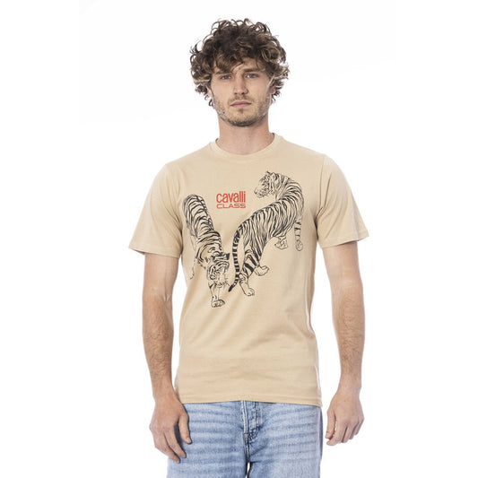 Cavalli Class Beiges Baumwoll-Herren-T-Shirt