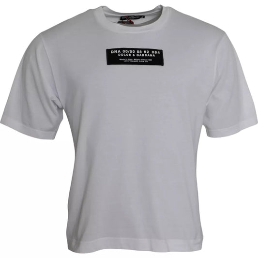 Dolce & Gabbana Weißes Baumwoll-DG-Applikation-T-Shirt für Herren