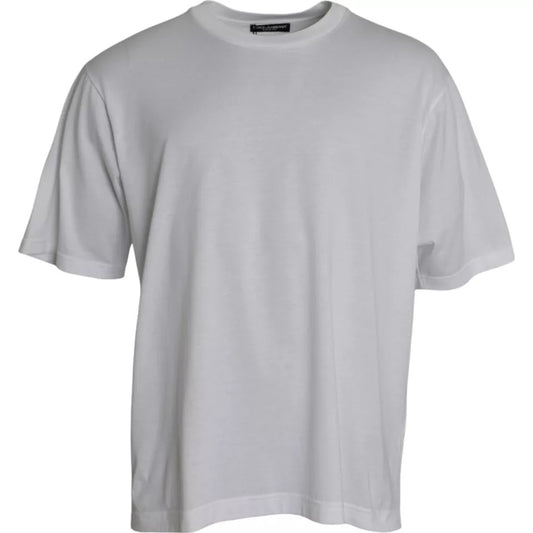 Dolce & Gabbana – Weißes, kurzärmliges T-Shirt aus Baumwolle mit Rundhalsausschnitt