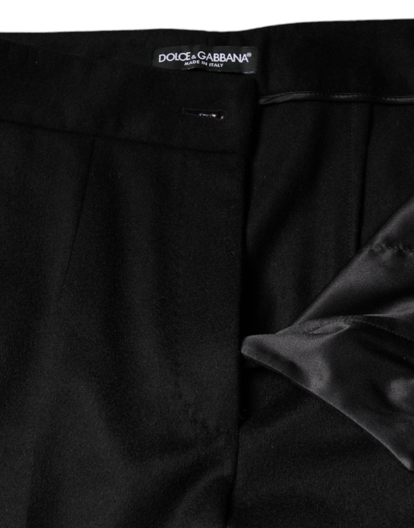 Dolce & Gabbana – Schwarze Kaschmir-Bootcut-Hose mit mittlerer Taille für Damen
