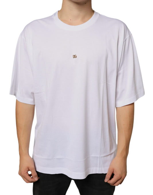 Dolce & Gabbana – Kurzärmliges T-Shirt aus Baumwolle mit DG-Logo in Weiß