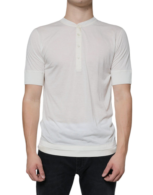 Dolce & Gabbana – Kurzärmliges T-Shirt aus gebrochenem Weiß