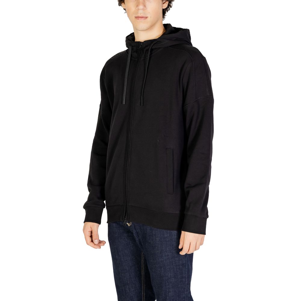 EA7 Emporio Armani – Schwarzer Kapuzenpullover aus Baumwolle