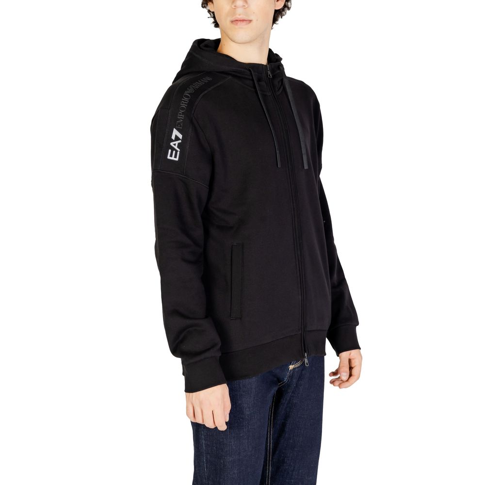 EA7 Emporio Armani – Schwarzer Kapuzenpullover aus Baumwolle