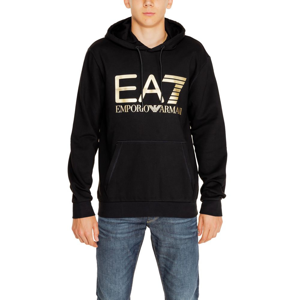 EA7 Emporio Armani – Schwarzer Kapuzenpullover aus Baumwolle
