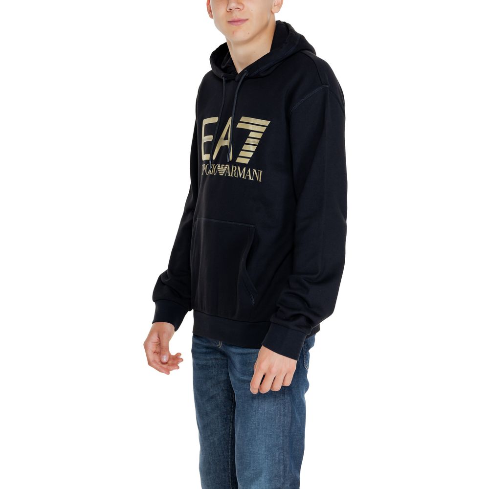 EA7 Emporio Armani – Schwarzer Kapuzenpullover aus Baumwolle