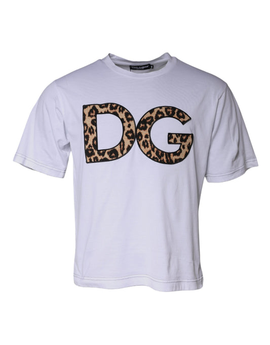 Dolce & Gabbana – Weißes T-Shirt aus Baumwolle mit kurzen Ärmeln und DG-Logo