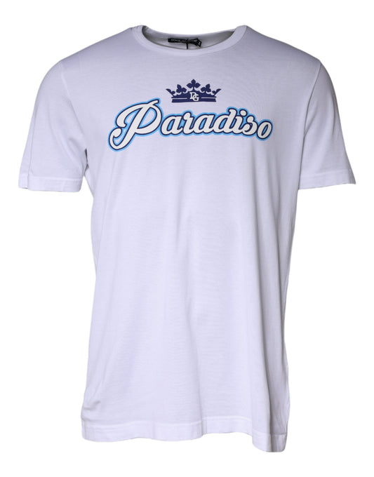 Dolce & Gabbana – Weißes Paradiso-T-Shirt aus Baumwolle mit kurzen Ärmeln