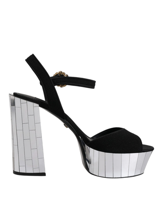 Dolce & Gabbana Schwarze Spiegel-Plateau-Sandalen
