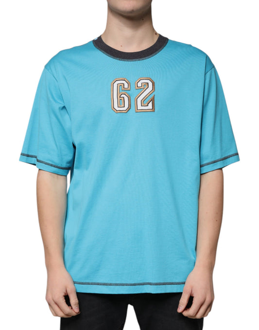 Dolce & Gabbana – Blaues T-Shirt mit Rundhalsausschnitt und kurzen Ärmeln