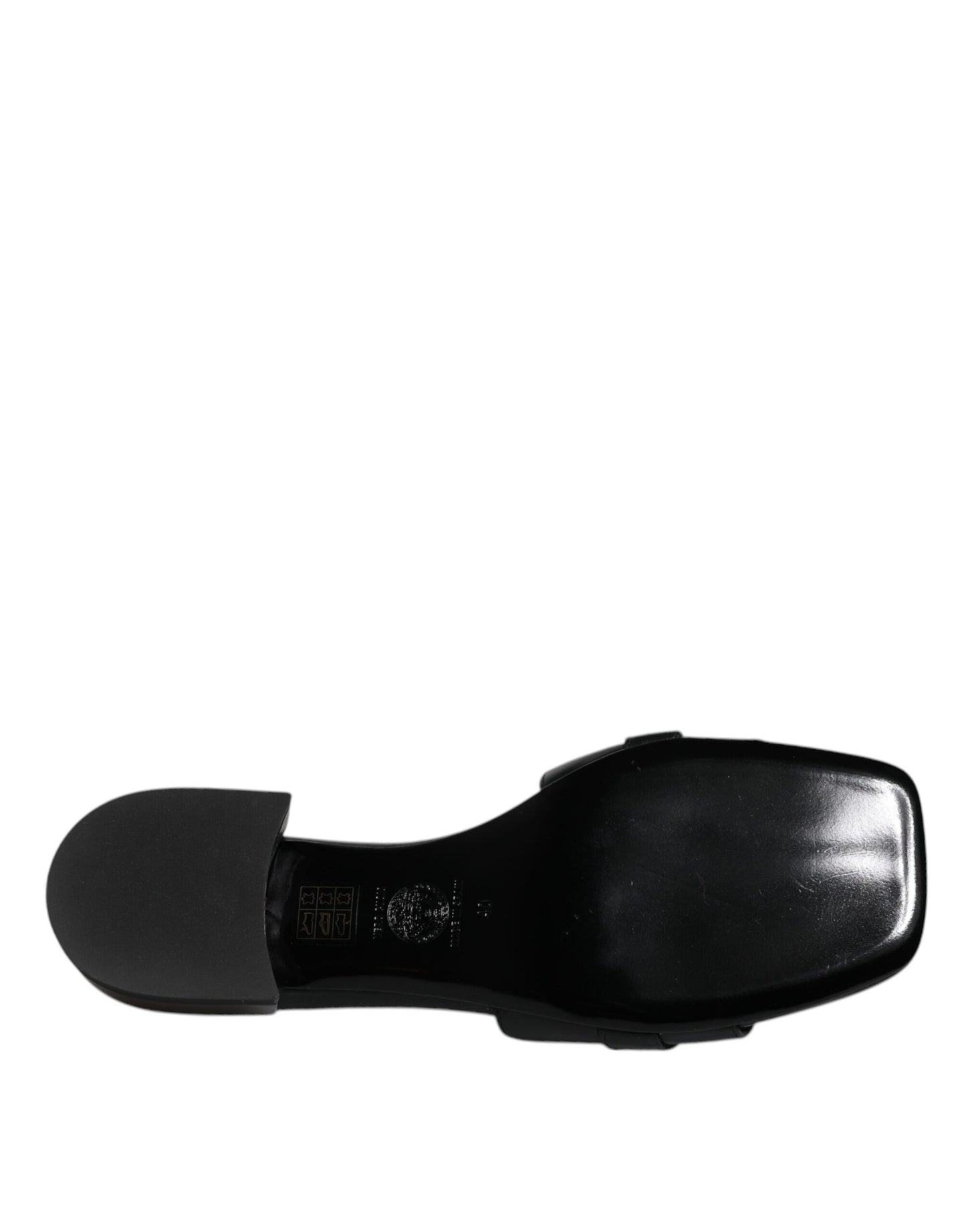 Versace – Schwarze Slipper aus Leder mit Logo-Schild