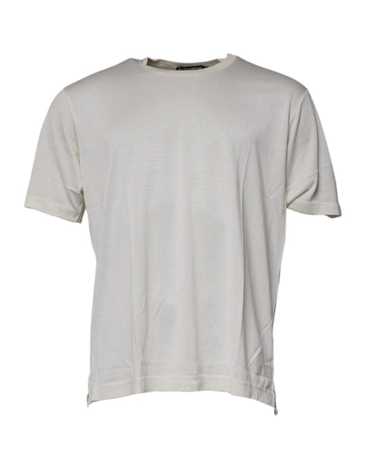 Dolce & Gabbana – Kurzärmliges T-Shirt mit Rundhalsausschnitt in Off-White