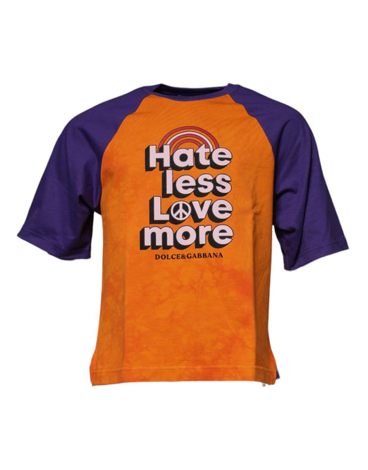 Dolce & Gabbana – Orange-violettes T-Shirt mit kurzen Ärmeln und grafischem Print