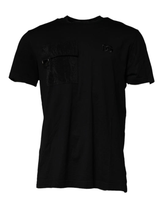 Dolce & Gabbana – Schwarzes, kurzärmliges T-Shirt mit Rundhalsausschnitt