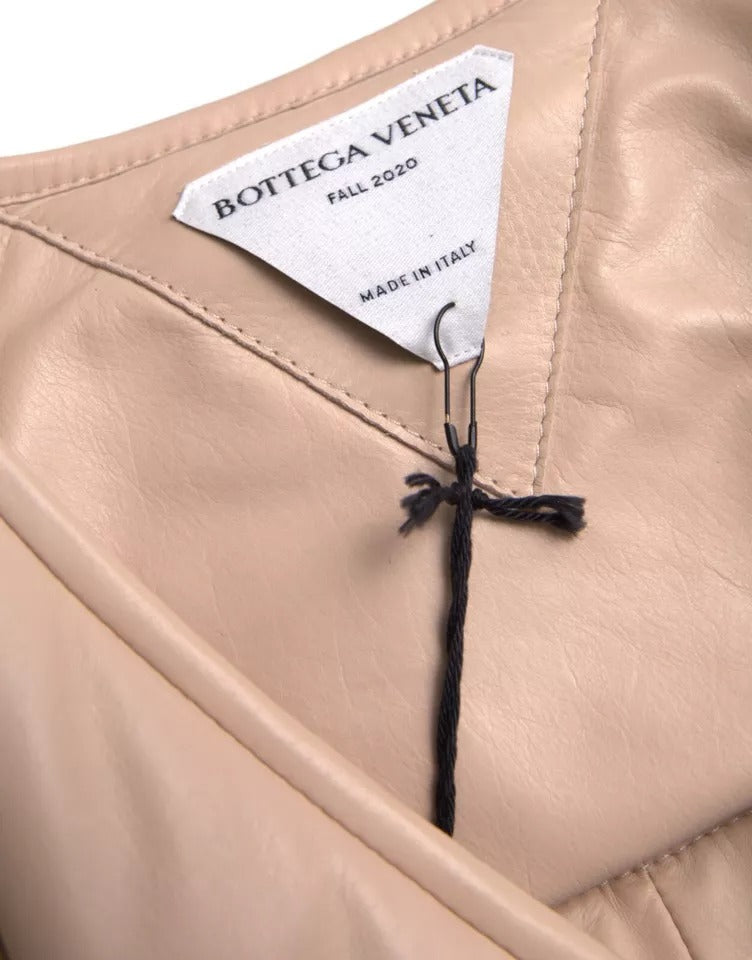 Bottega Veneta Beige gesteppte ärmellose Kalbslederjacke