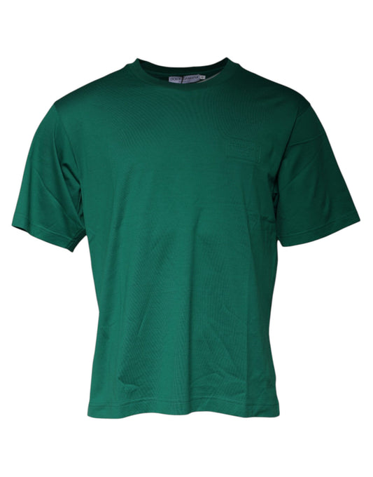 Dolce & Gabbana – Grünes T-Shirt mit Rundhalsausschnitt und kurzen Ärmeln und Logo