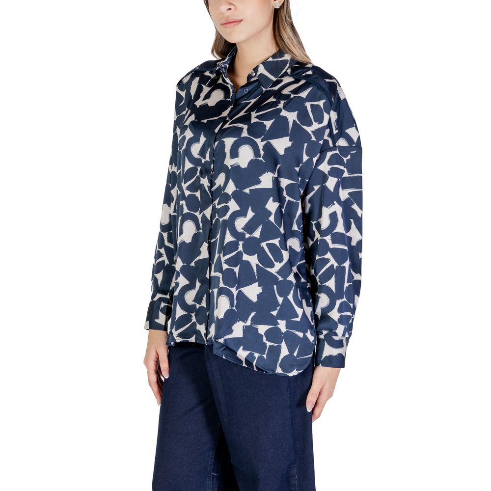 ICHI Blaue Polyesterbluse