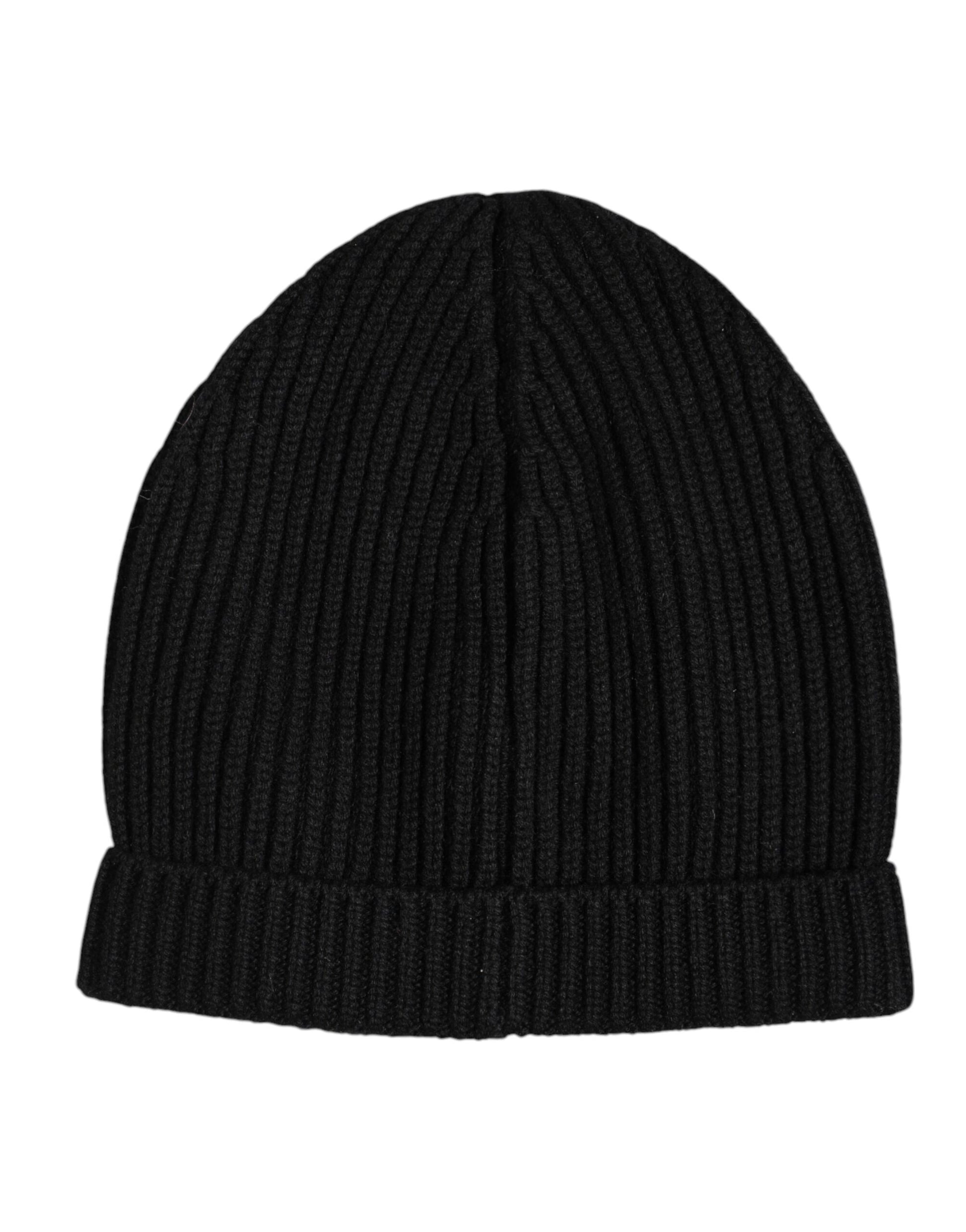 Dolce & Gabbana Black Cashmere Knitted Winter Beanie Hat