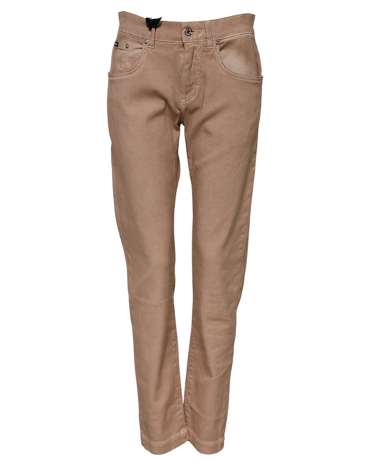 Dolce & Gabbana Brown Cotton Boyfriend Denim Trousers Jeans