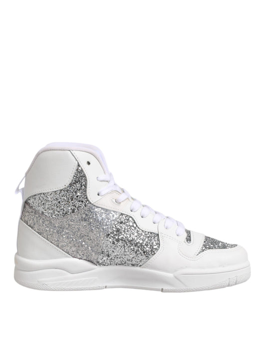 Chiara Ferragni Weiß Silber High Top Damen Sneakers Schuhe